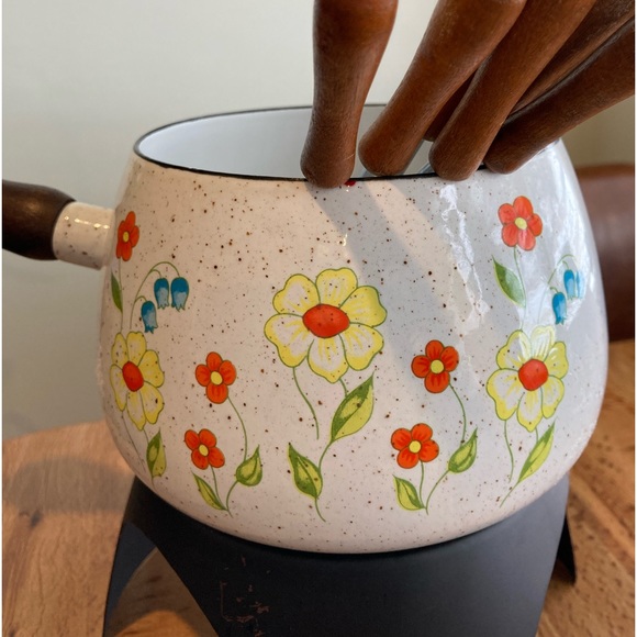🌼vintage floral fondue set - Picture 8 of 14